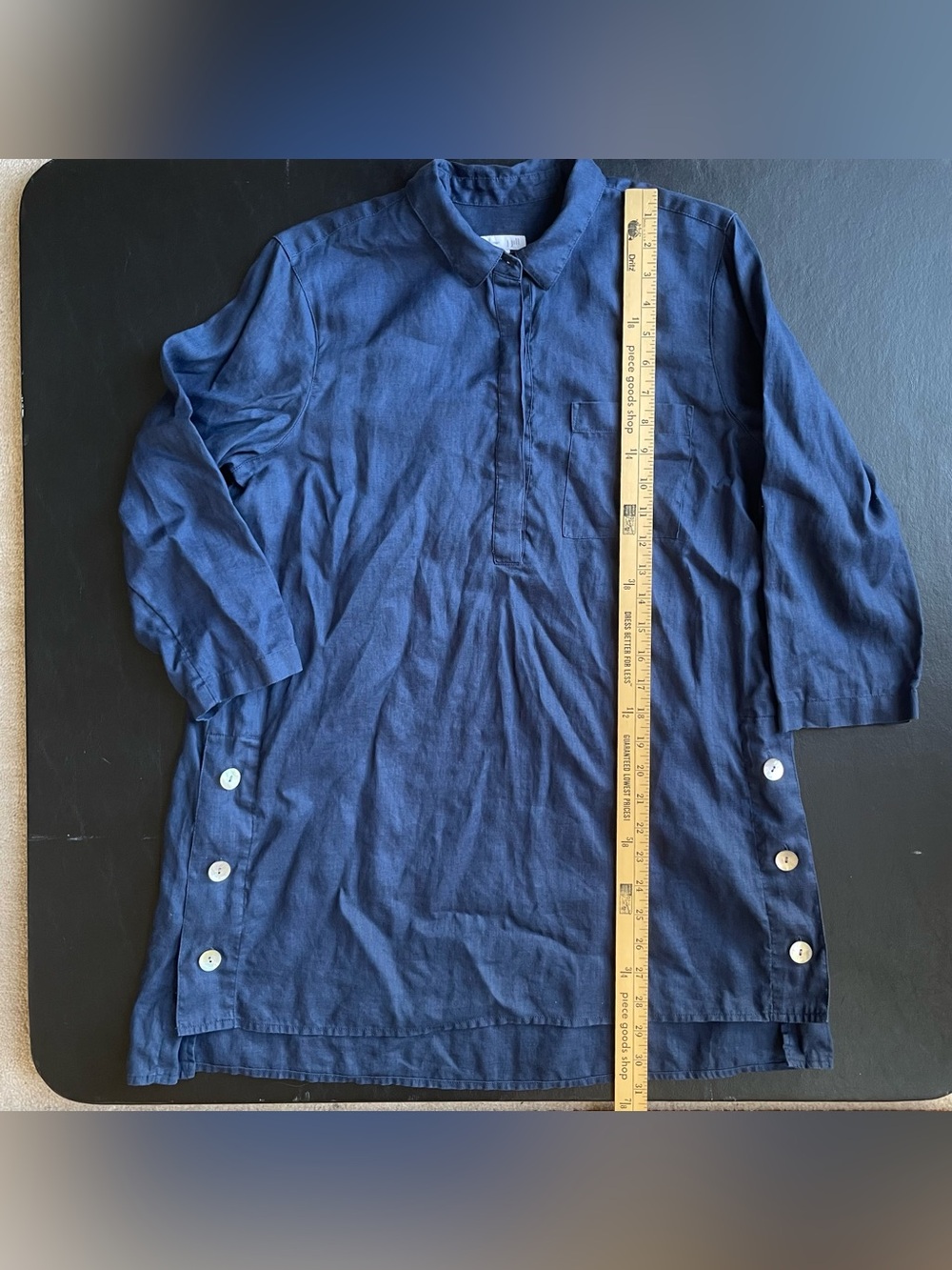 J. Jill Navy Button-Side Linen Tunic Top - Picture 4 of 10